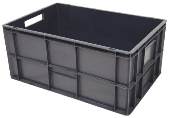 RS PRO 52L Grey PP Large Euro Containers, 600mm x 400mm x 270mm