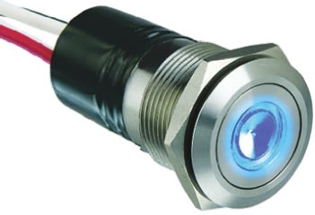 Bulgin Illuminated Momentary Push Button Switch, Panel Mount, SPST, 19.2mm Cutout, Blue LED, 24V dc, IP66