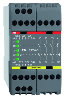 ABB RT6 Sicherheitsrelais, 24V ac, 1, 2-Kanal, 4 Sicherheitskontakte Lichtstrahl/Lichtschranke
