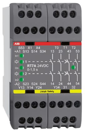 Relé de seguridad ABB RT7A de 1, 2 canales, para Haz de luz/cortina, Borde/alfombrilla de seguridad, Interruptor de