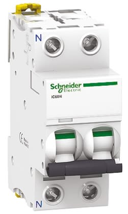 Schneider Electric Acti 9 iC60N MCB 2A Curve C, 100 → 130V AC, 6 kA Breaking Capacity, MCB