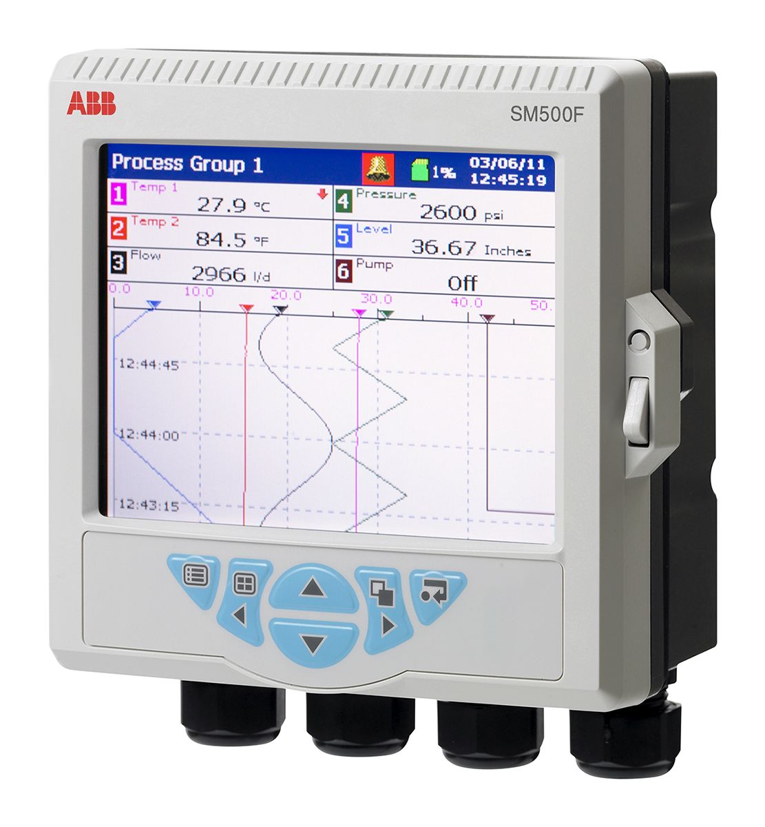 ABB SM503FCB, 3 Input Channels, 4 Output Channels, Videographic Chart Recorder Measures Current, Resistance,