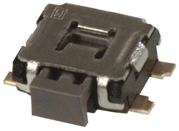Interruptor táctil tipo Placa de empuje, Negro, contactos Monopolar de una vía (SPST) 1.35mm
