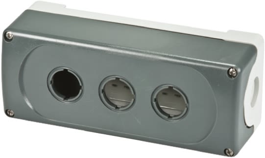 Grey Plastic ABB Modular Push Button Enclosure - 3 Hole 22mm Diameter