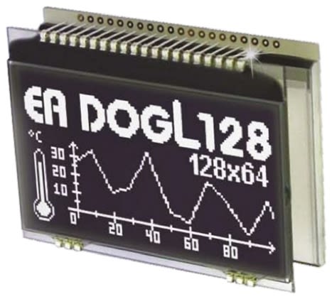 Display Visions EA DOGL128S-6 Graphic LCD Display, Green, RGB, White on Black, Transmissive