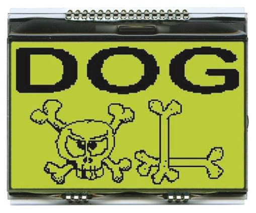 Display Visions EA DOGXL160E-7 Graphic LCD Display, Yellow-Green on Black, Transmissive