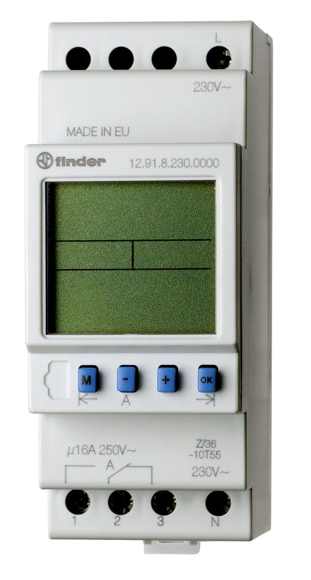Finder Digital DIN Rail Time Switch 230 V ac, 1-Channel