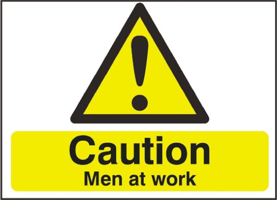 HA04736D | Signs & Labels 危険警告ラベル Caution Men At Work 英語語 プラスチック 黒/黄 | RS