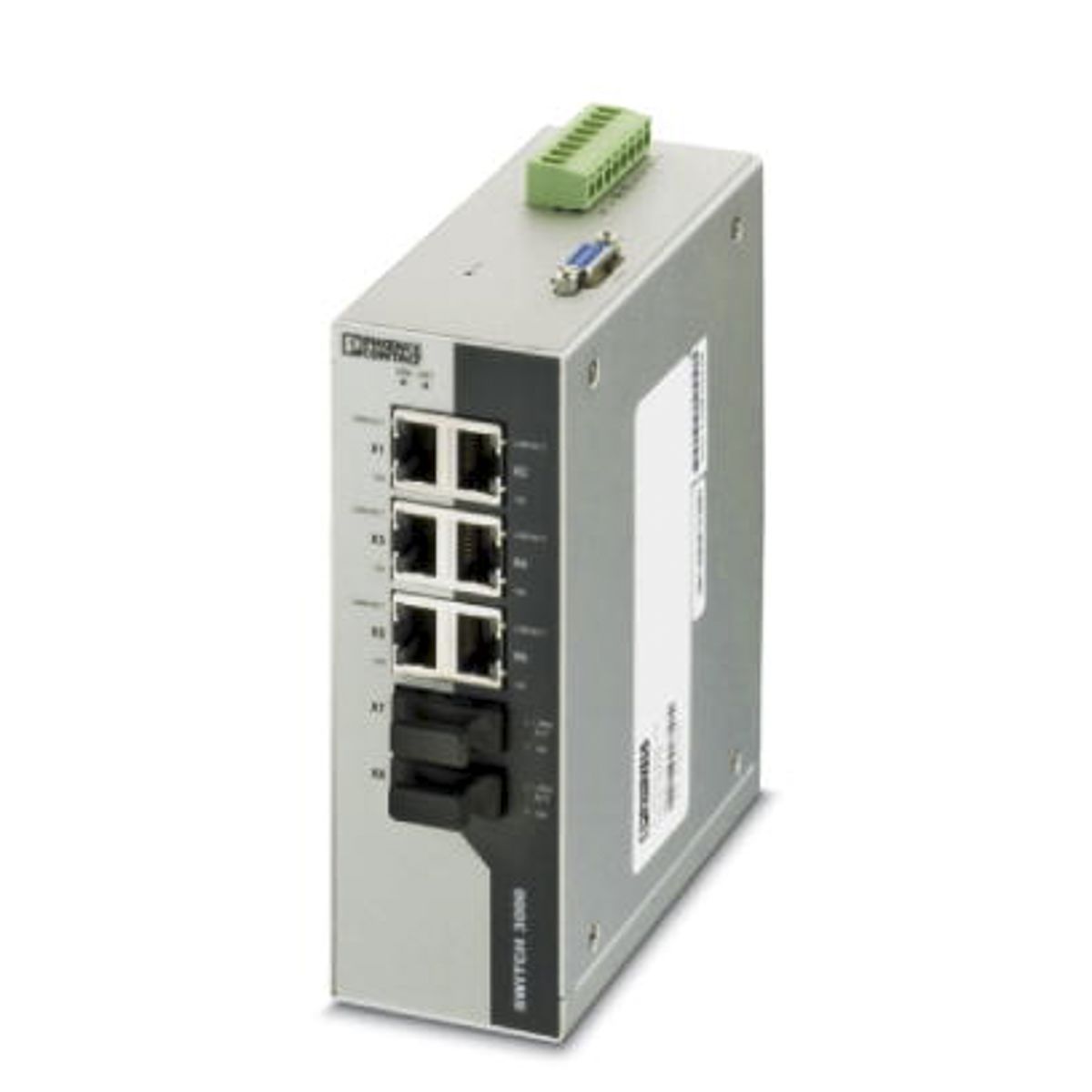 Phoenix ContactFL SWITCH 3006T-2FX Series DIN Rail Mount Ethernet Switch, 6 RJ45 Ports, 100Mbit/s Transmission, 24V dc