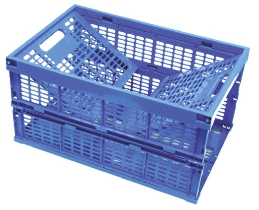 RS PRO 60L Blue PP Large Folding Crate, 290mm x 575mm x 380mm
