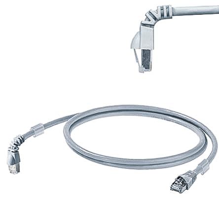 Weidmuller Cat6 Ethernet Cable Right Angle, RJ45 to Straight RJ45, S/FTP Shield, Grey LSZH Sheath, 1.5m