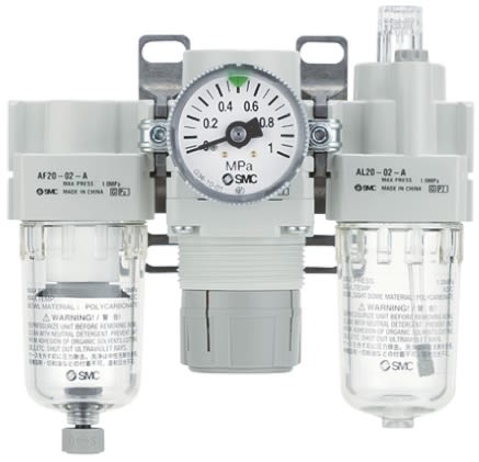 AC30-02DG-A | SMC Rc 1/4 FRL, Automatic Drain, 5μm Filtration Size ...