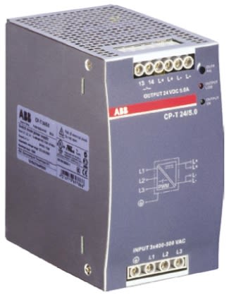 ABB CP-T Switch Mode DIN Rail Power Supply 340 → 575V ac Input, 24V dc Output, 5A 120W