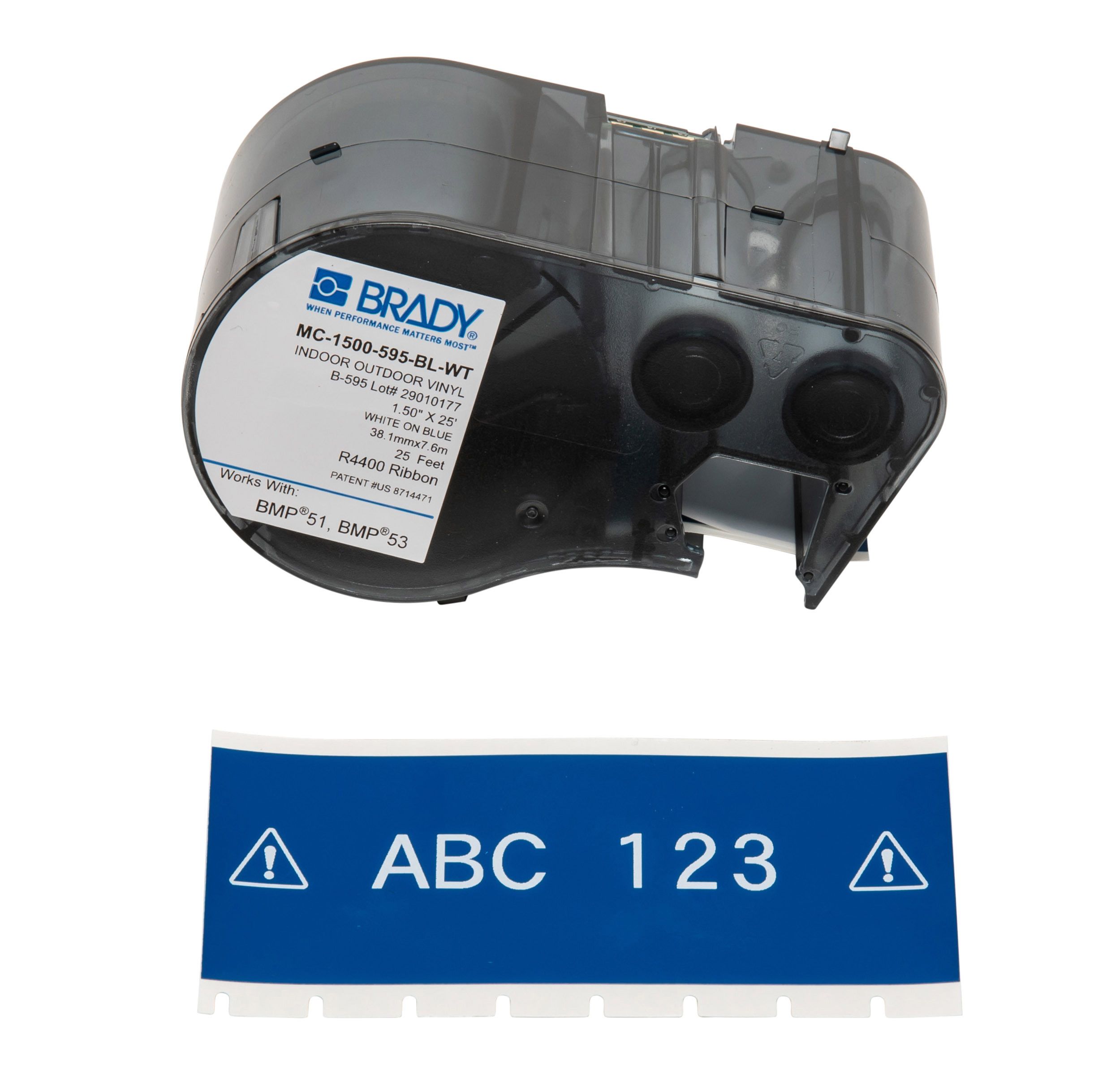 MC-1500-595-BL-WT | Brady B-595 Vinyl White On Blue Label Printer Tape ...