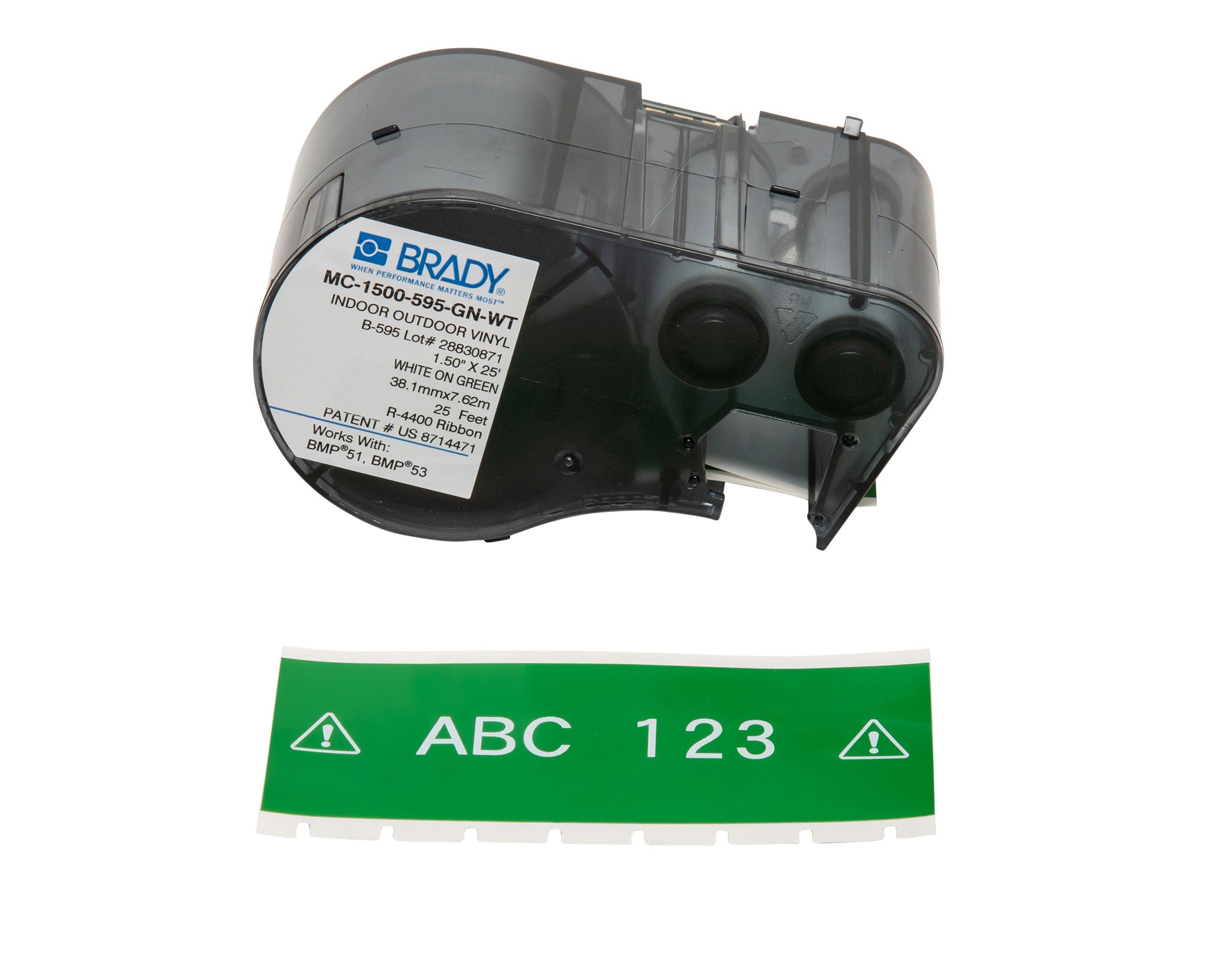 MC-1500-595-GN-WT | Brady B-595 Vinyl White On Green Label Printer Tape ...