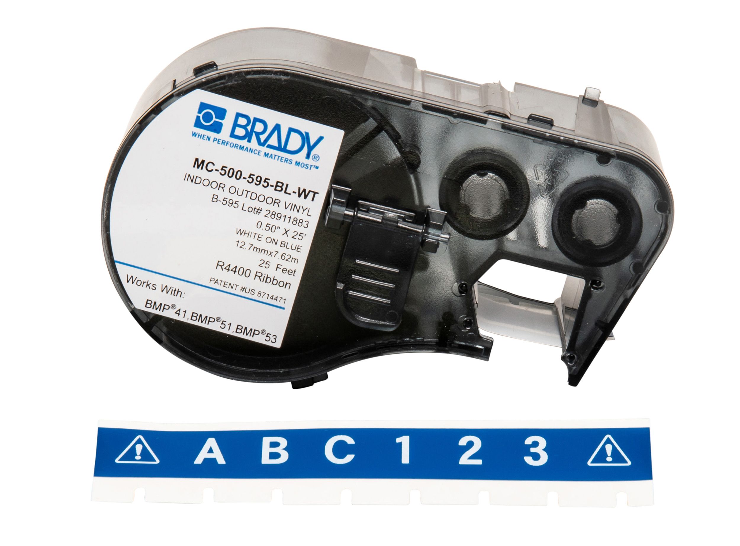 MC-500-595-BL-WT | Brady B-595 Vinyl White On Blue Label Printer Tape ...