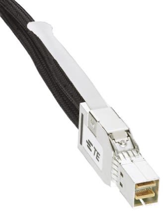 Latiguillo SCSI TE Connectivity, long. 1m, color Negro, con. A: Mini-SAS HD 4x Macho, con. B: Mini-SAS 4x Macho