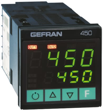 Gefran 450 PID Temperature Controller, 48 x 48 (1/16 DIN)mm, 2 Output Relay, 100 → 240 V ac Supply Voltage