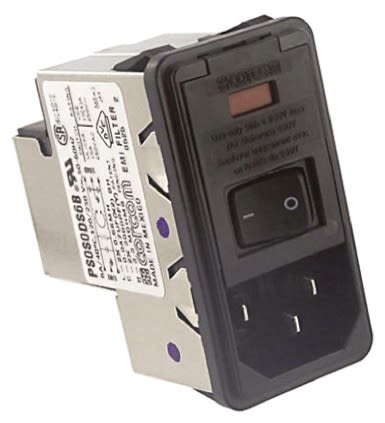 TE Connectivity C14  IEC Filter Stecker mit 2-Pol Schalter, 250 V ac / 6A, Snap-In / Kabelschuh-Anschluss