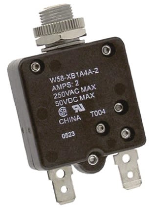 TE Connectivity W58 Thermischer Überlastschalter / Thermischer Geräteschutzschalter, 1-polig, 2A, 50 V dc, 250V ac,