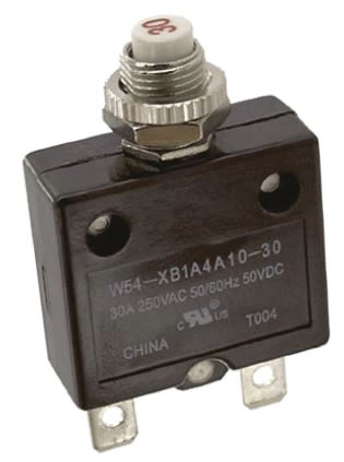 TE Connectivity W58  Single Pole Thermal Circuit Breaker - 250V ac Voltage Rating, 30A Current Rating