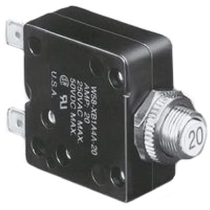 TE Connectivity W58  Single Pole Thermal Circuit Breaker - 50 V dc, 250V ac Voltage Rating, 2A Current Rating