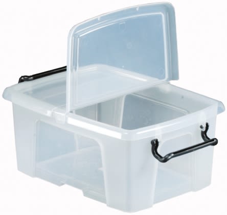 RS PRO 12L Transparent Polymer Small Storage Box, 170mm x 295mm x 400mm