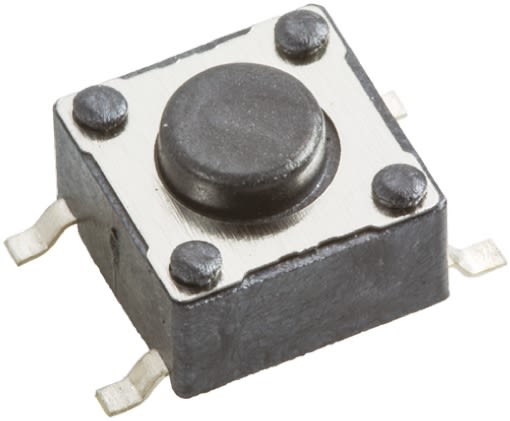 Black Tactile Switch, Single Pole Single Throw (SPST) 50 mA @ 12 V dc 0.9mm Surface Mount