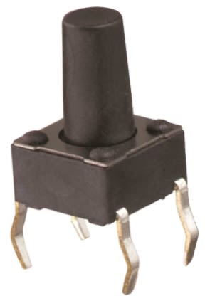 Black Tactile Switch, Single Pole Single Throw (SPST) 50 mA @ 12 V dc 6.1mm Through Hole