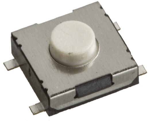 White Tactile Switch, Single Pole Single Throw (SPST) 50 mA @ 12 V dc 0.5mm Surface Mount