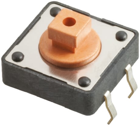 Pink Button Tactile Switch, Single Pole Single Throw (SPST) 50 mA @ 12 V dc 3.8mm Through Hole
