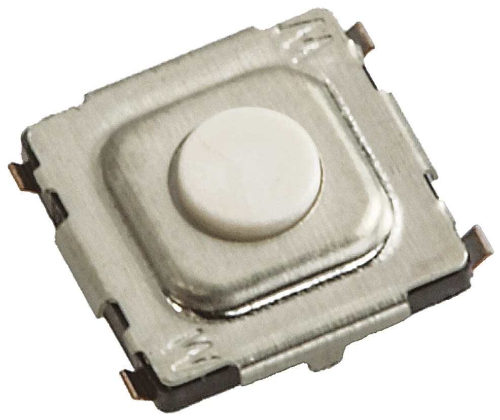 White Tactile Switch, Single Pole Single Throw (SPST) 20 mA 0.3mm Surface Mount