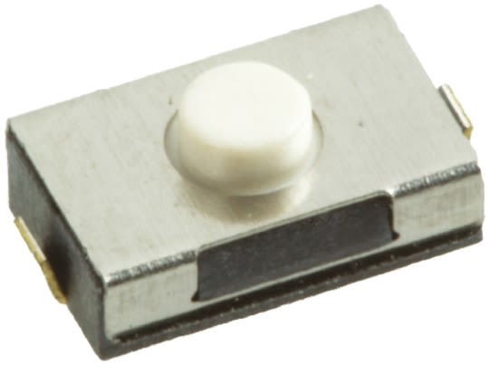 White Tactile Switch, Single Pole Single Throw (SPST) 50 mA @ 12 V dc 0.8mm Surface Mount