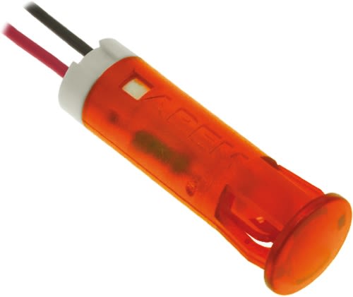 Lampka kontrolna do montażu panelowego 12V dc Pomarańczowy 8mm LED Pomarańczowy Wyprowadzenia APEM