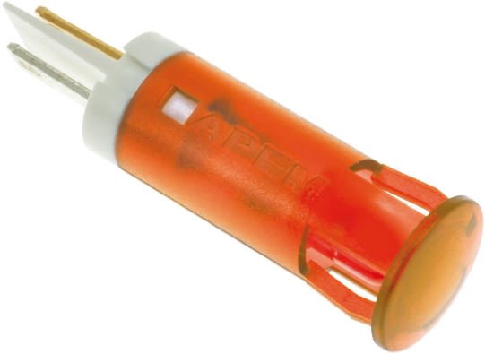 Lampka kontrolna do montażu panelowego 110V ac Pomarańczowy 10mm LED Pomarańczowy Faston, oczko lutownicze APEM