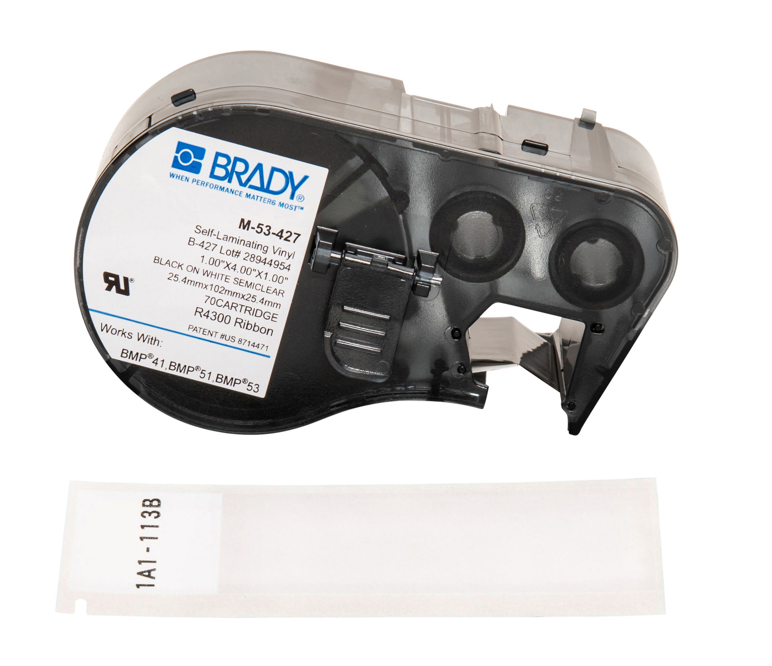 M-53-427 | Brady B-427 Self-laminating Vinyl Black On White/Transparent ...