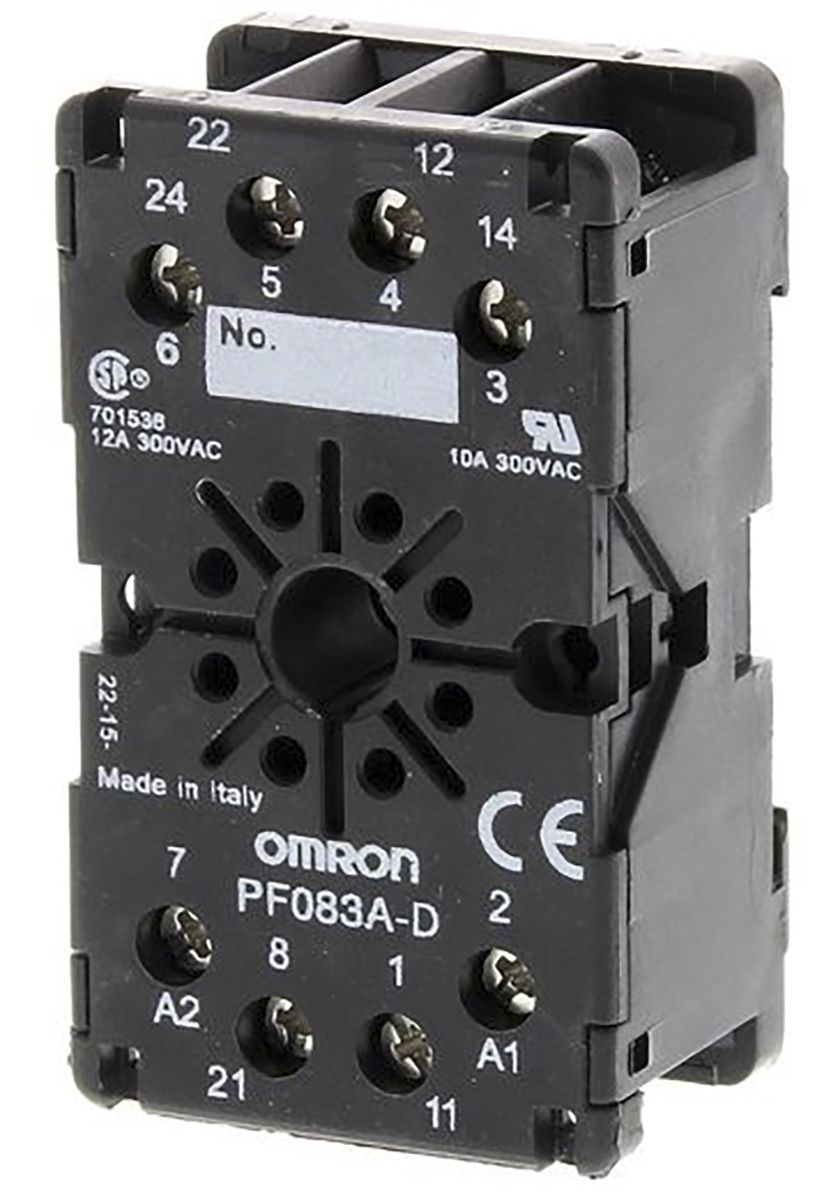 PF083AD Omron Relay Socket for use with MKS Series 8 Pin, DIN Rail