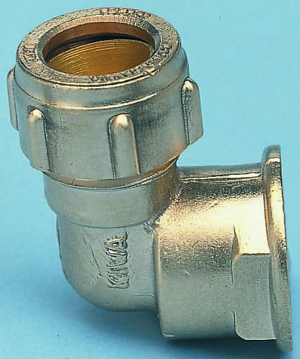 RS PRO Brass Pipe Fitting, Elbow Compression Coupler, Female 1in 28mm