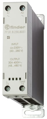 Finder DIN Rail Solid State Relay, 30 A Max. Load, 480 V ac Max. Load, 24 V dc Max. Control