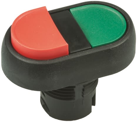 Allen Bradley 800F Series Green, Red Round Push Button Head, Momentary Actuation, 22mm Cutout