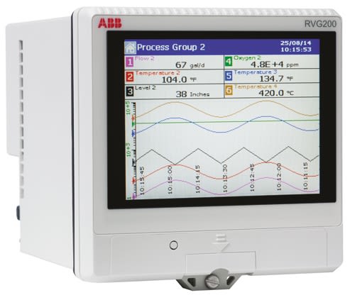ABB RVG200, 12 Input Channels, 1 Output Channels, Paperless Chart Recorder Measures Current, Millivolt, Resistance,