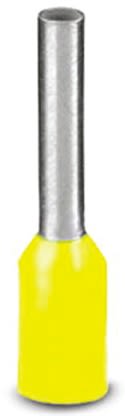 Phoenix Contact, AI Insulated Crimp Bootlace Ferrule, 8mm Pin Length, 0.8mm Pin Diameter, 0.25mm² Wire Size, Yellow