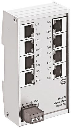 Ethernetový přepínač 8 RJ45 portů montáž na lištu DIN 10 Mbit/s, 100 Mbit/s Harting