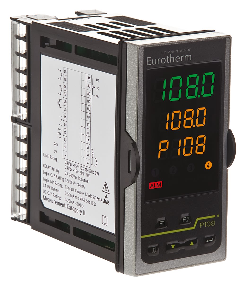 Eurotherm Piccolo P108 PID Temperature Controller, 48 x 96mm, 2 Output Logic, Relay, 24 V ac/dc Supply Voltage