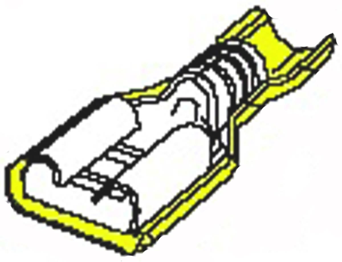 Molex InsulKrimp 19003 Yellow Insulated Female Spade Connector, Receptacle, 4.75 x 0.81mm Tab Size