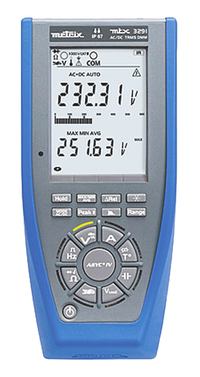 Metrix MTX 3291 Handheld Digital Multimeter, True RMS, 20A ac Max, 20A dc Max, 1000V ac Max