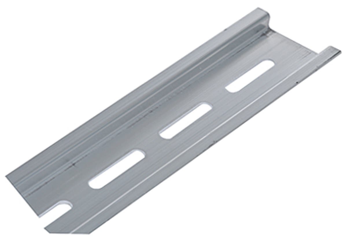 Carril DIN perforado de Aluminio Omron, dim. 1m x 35mm x 7.3mm, rail simétrico