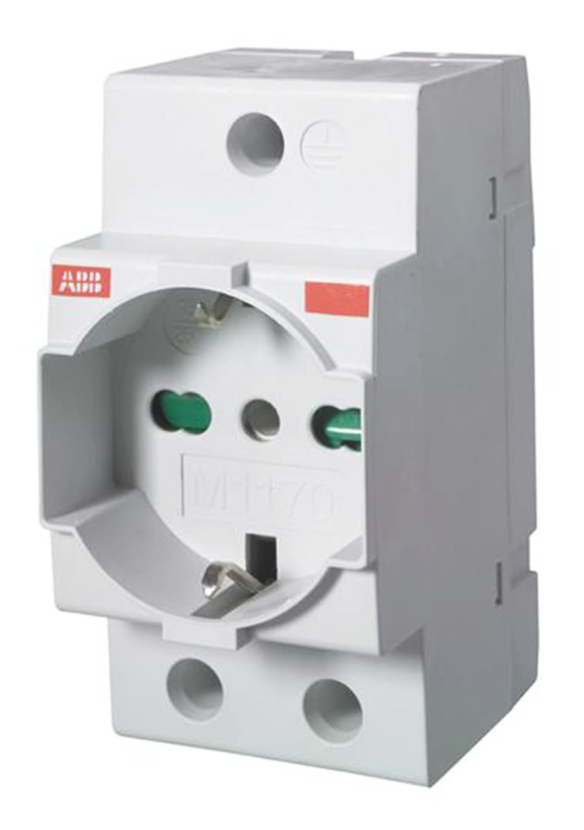 ABB Grey 1 Gang Plug Socket, 16A, Type L - Italian, Indoor Use