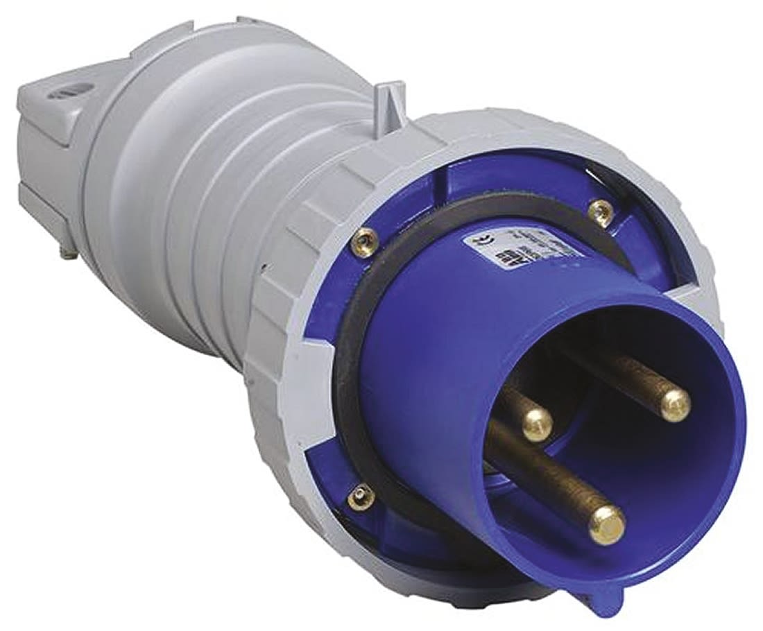 ABB, Tough & Safe IP67 Blue Cable Mount 2P+E Industrial Power Plug, Rated At 64A, 230 V
