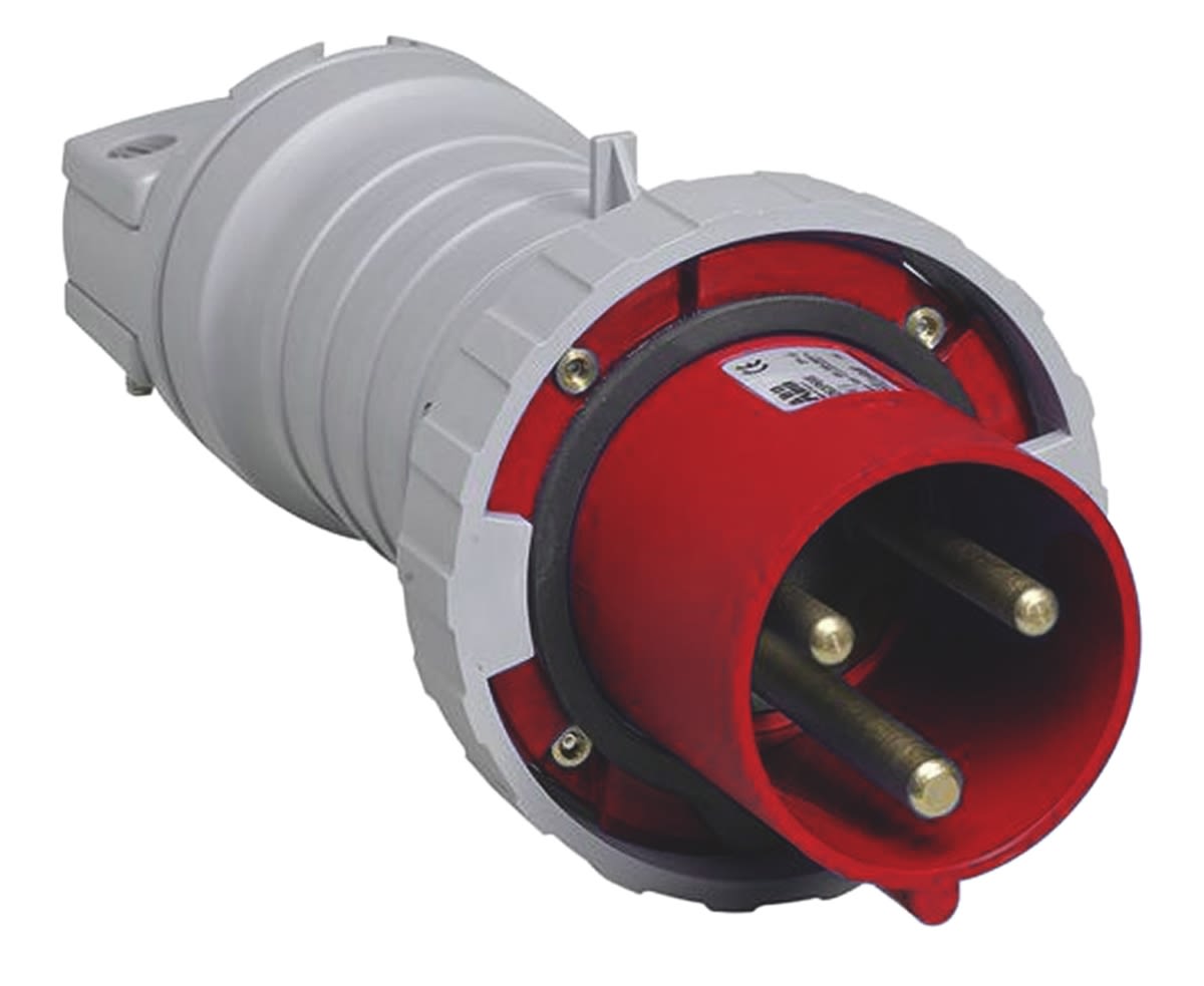 ABB, Tough & Safe IP67 Red Cable Mount 3P+E Industrial Power Plug, Rated At 64A, 415 V
